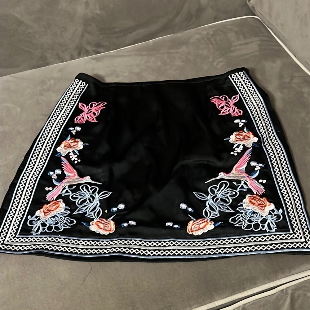 Embroidered Black Skirt